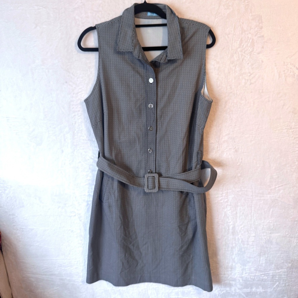J.McLaughlin Womens Park Ave Grey Sleeveless Belted Shirt Dress Size 14
